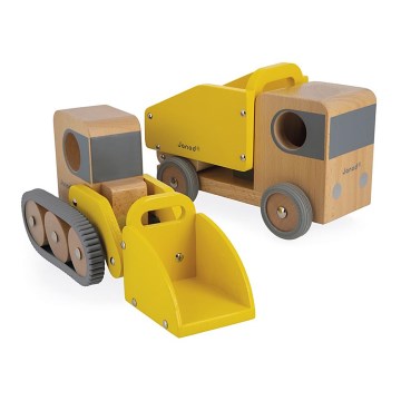 Janod - Wooden excavator och truck BOLID