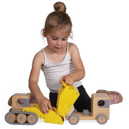 Janod - Wooden excavator och truck BOLID