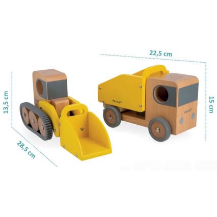 Janod - Wooden excavator och truck BOLID