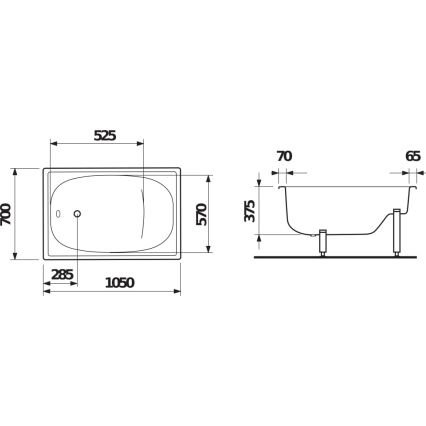 JIKA H2340000000001 - Sittbadkar RIGA 105x70 stål/vit