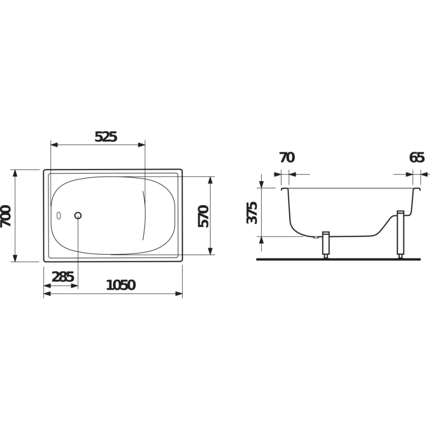 JIKA H2340000000001 - Sittbadkar RIGA 105x70 stål/vit