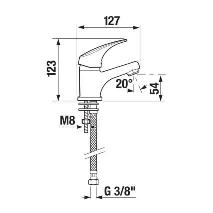 JIKA H3111N10041101 - Kran till handfat TALAS 12,3 cm skinande krom