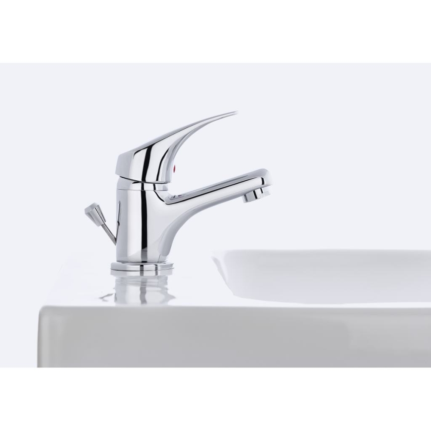 JIKA H3111N10041111 - Kran till handfat + avlopp med bräddavlopp TALAS 12,3 cm skinande krom