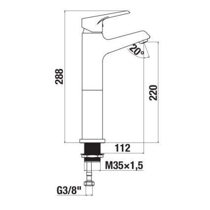JIKA H3111W80041201 - Kran till handfat CUBE 28,8 cm skinande krom