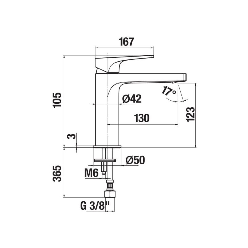 JIKA H3111X10041101 - Kran till handfat CUBITO 10,5 cm skinande krom
