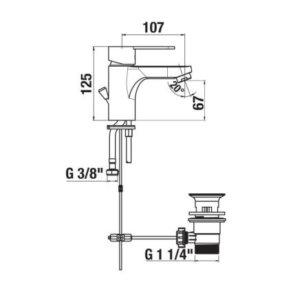 JIKA H3111Z10041111 - Kran till handfat + avlopp med bräddavlopp LYRA 12,5 cm skinande krom