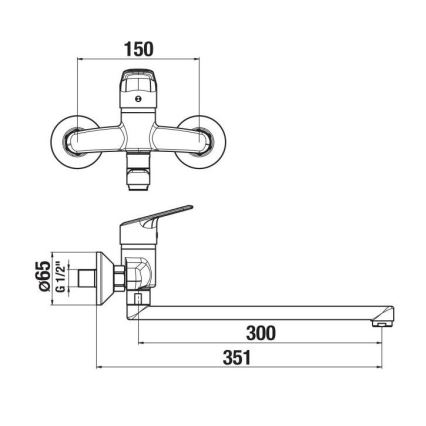JIKA H3112E70042401 - Kran till handfat TALAS 15x35,1 cm skinande krom