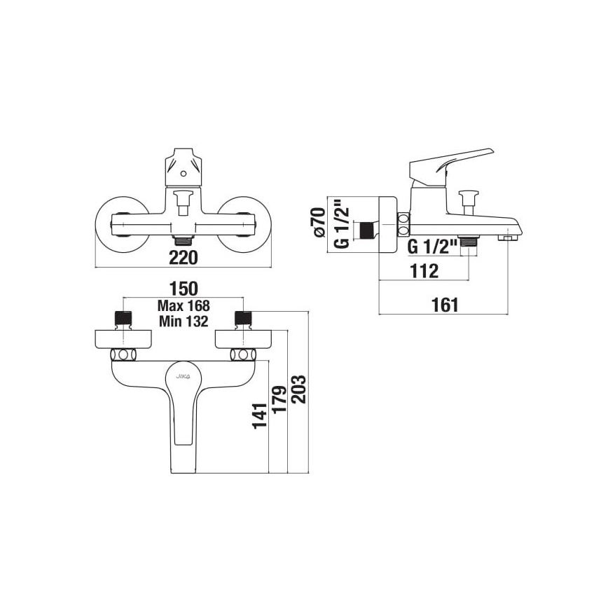 JIKA H3211W70044001 - Kran till badkar CUBE skinande krom