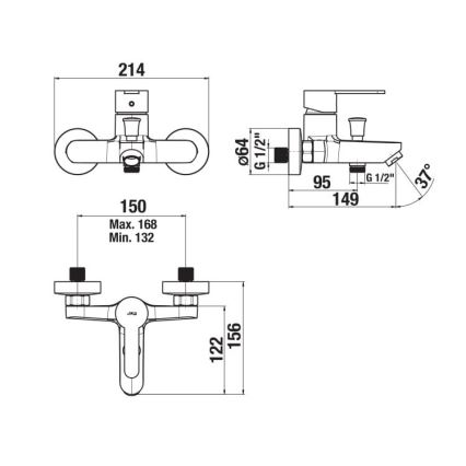 JIKA H3211Z70044001 - Kran till badkar LYRA skinande krom