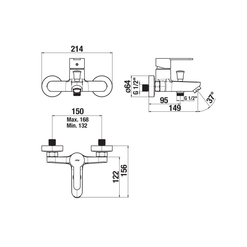 JIKA H3211Z70044001 - Kran till badkar LYRA skinande krom