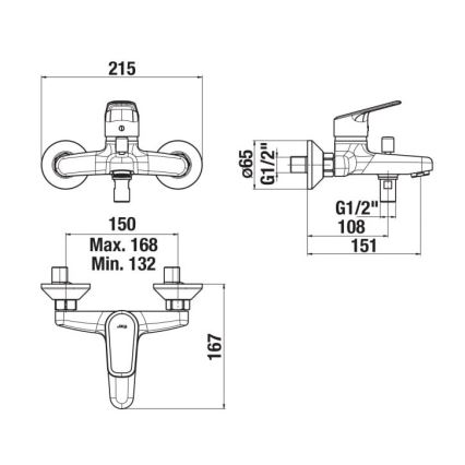 JIKA H3212E70044001 - Kran till badkar TALAS skinande krom