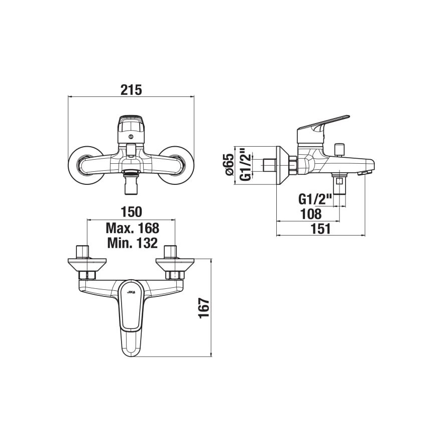 JIKA H3212E70044001 - Kran till badkar TALAS skinande krom
