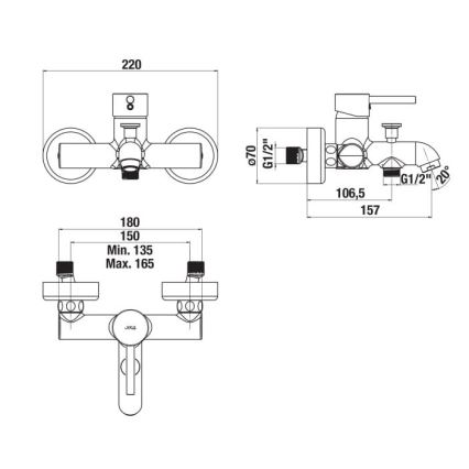 JIKA H3212F70044001 - Kran till badkar MIO skinande krom