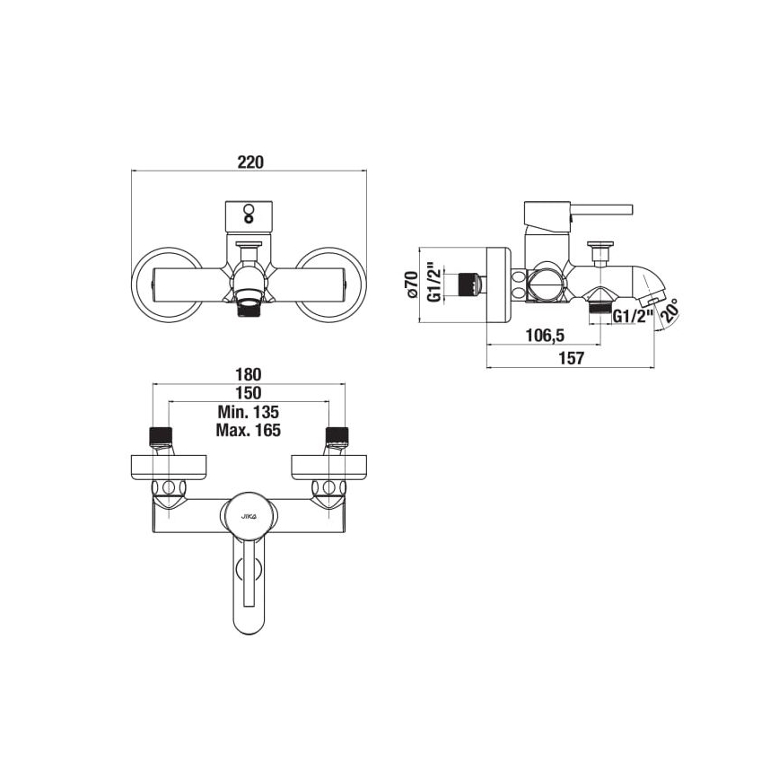 JIKA H3212F70044001 - Kran till badkar MIO skinande krom