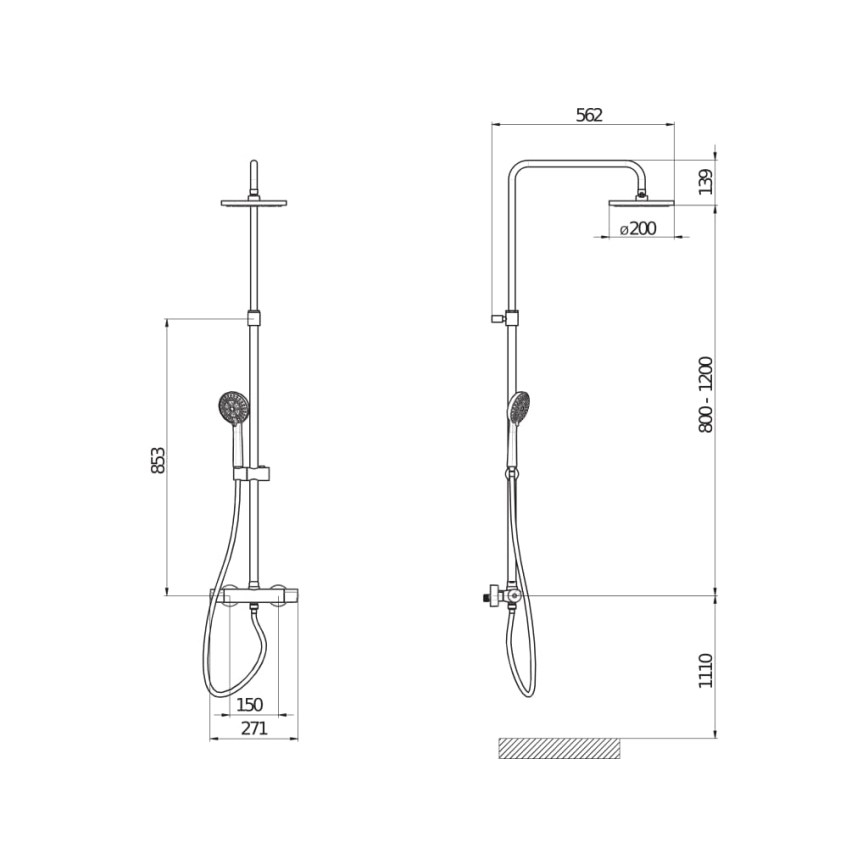JIKA H3337170045711 - Duschutrustning med termostat MIO skinande krom
