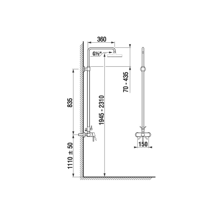 JIKA H3352770040001 - Dusch med kran LYRA skinande krom