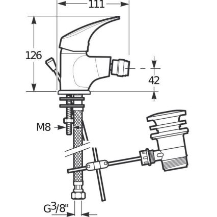 JIKA H3411N10041111 - Kran till bidé + avlopp utan överflöd TALAS 12,6 cm skinande krom