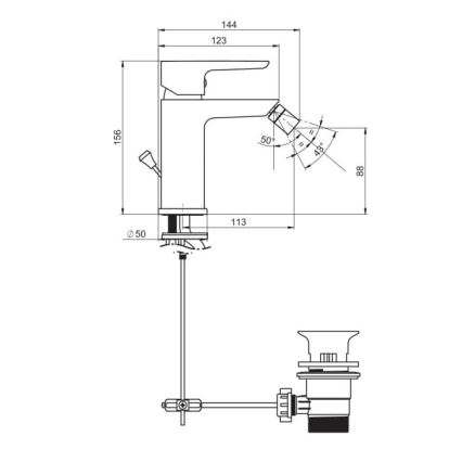JIKA H3412H10041101 - Kran till bidé PONTA 15,6 cm skinande krom