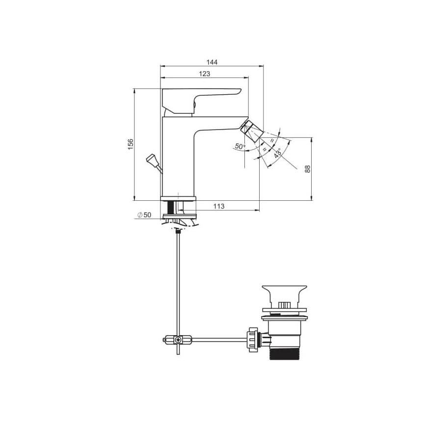 JIKA H3412H10041101 - Kran till bidé PONTA 15,6 cm skinande krom