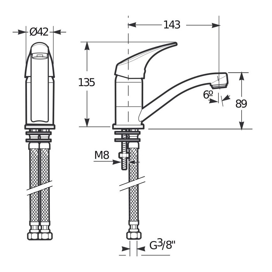 JIKA H3511N10042201 - Vaskkran TALAS 13,5 cm skinande krom