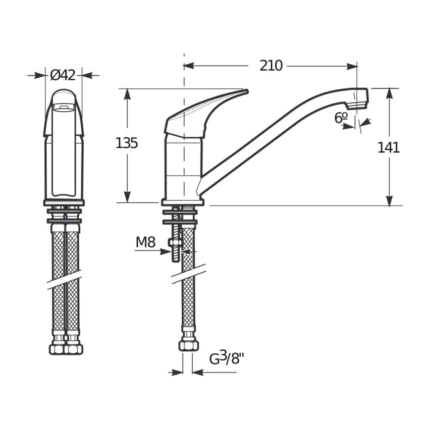 JIKA H3511N10042301 - Vaskkran TALAS 13,5 cm skinande krom