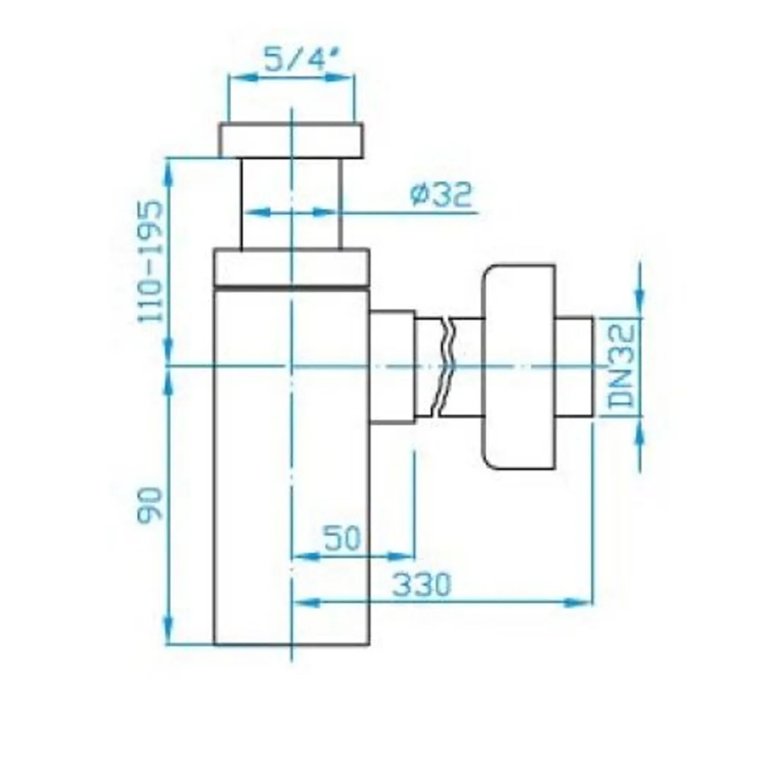 JIKA H3747300040001 - Kantig handfatssifon CUBITO, polerad krom