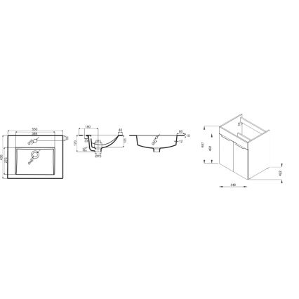 JIKA H4536121763521 - Badrumsskåp med tvättställ CUBE 60,7x55 cm svart