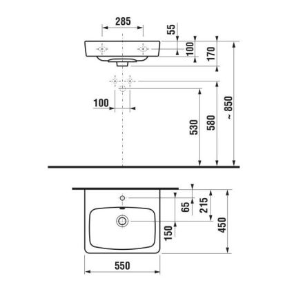 JIKA H8103810001041 - Vögghängt handfat LYRA 55x45 cm keramik/vit