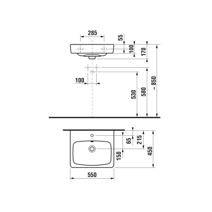 JIKA H8103810001041 - Vögghängt handfat LYRA 55x45 cm keramik/vit