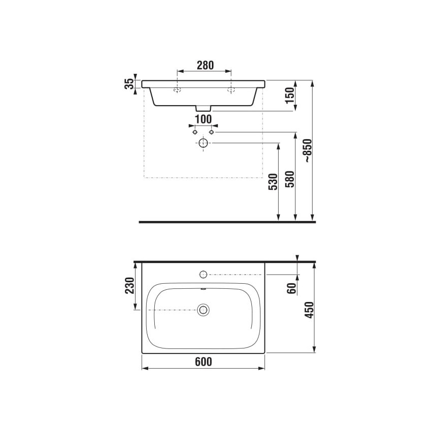 JIKA H8127130001041 - Vögghängt handfat MIO 60x45 cm keramik/vit