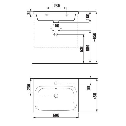 JIKA H8127137161041 - Vögghängt handfat MIO 60x45 cm keramik/matt svart