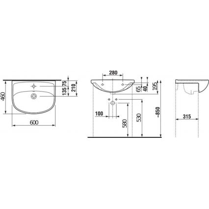 JIKA H8133830001041 - Inläggsvask LYRA 60x46 cm keramik/vit