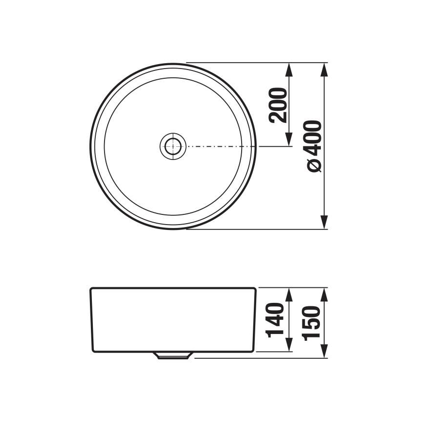 JIKA H8184207161121 - Bänkvask CUBITO diameter 40 cm keramik/matt svart