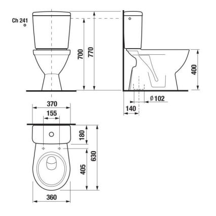 JIKA H8263860002413 - Golvstående toalett med cistern LYRA keramik/vit