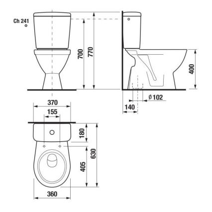 JIKA H8263870002413 - Golvstående toalett med cistern LYRA keramik/vit