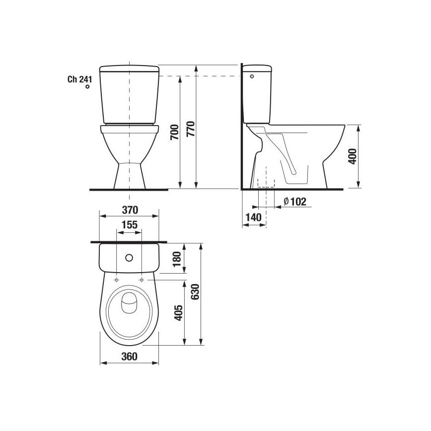 JIKA H8263870002413 - Golvstående toalett med cistern LYRA keramik/vit