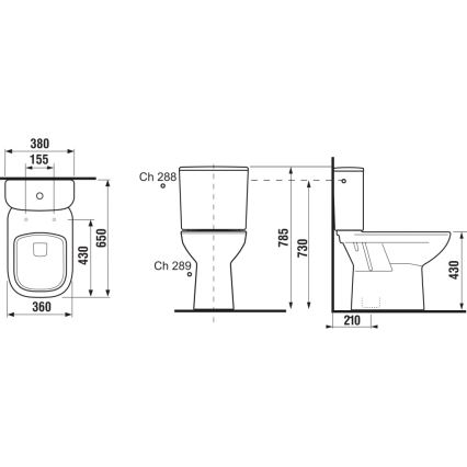 JIKA H8266170002801 - Golvstående toalett med cistern DEEP keramik/vit