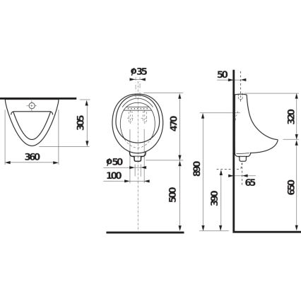 JIKA H8441000004401 - Urinoar KORINT externt inlopp, bottenavlopp keramik/vit