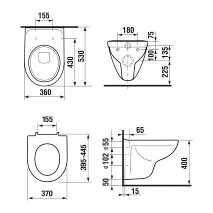 JIKA H8663800000001 - Vägghängd WC LYRA keramik/vit + WC-sits SoftClose LYRA duroplast/vit