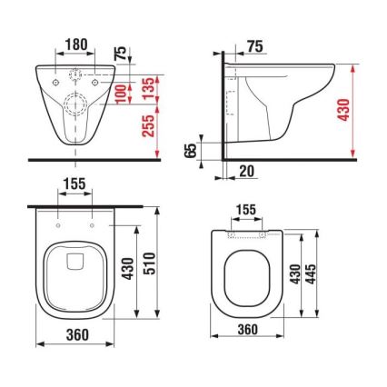 JIKA H8666140000001 - Vägghängd WC DEEP keramik/vit + toalettsits SoftClose DEEP duroplast/vit