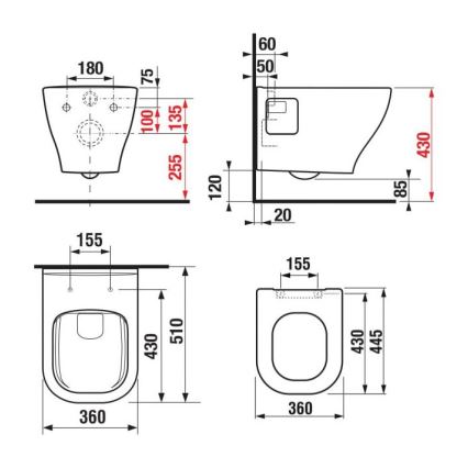 JIKA H8666160000001 - Väggmonterad WC DEEP keramik/vit + toalettsits SoftClose DEEP duroplast/vit