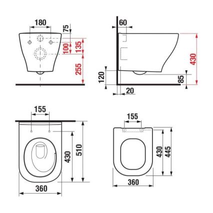 JIKA H8666180000001 - Vägghängd WC DEEP keramik/vit + Toalettsits SoftClose DEEP duroplast/vit