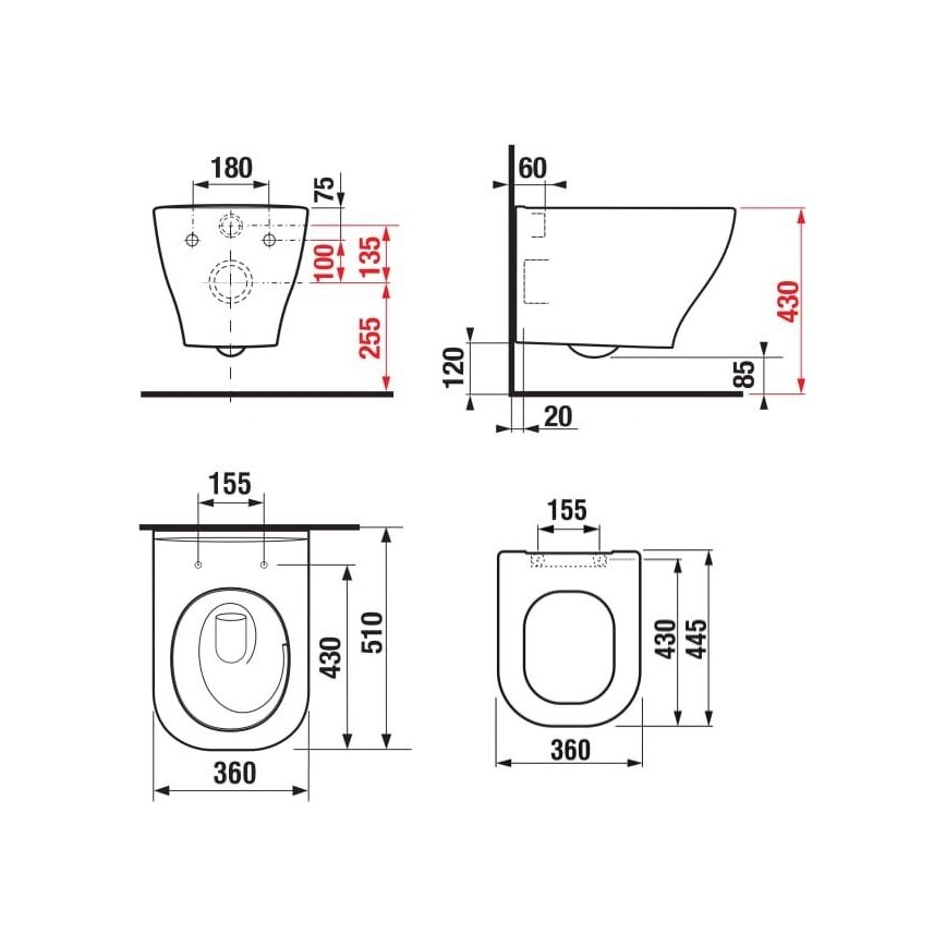 JIKA H8666180000001 - Vägghängd WC DEEP keramik/vit + Toalettsits SoftClose DEEP duroplast/vit