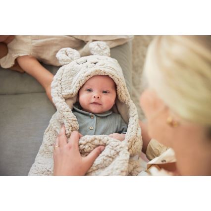 Jollein - Inlindningsfilt fleece Bunny 100x105 cm Nougat