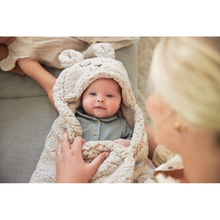 Jollein - Inlindningsfilt fleece Bunny 100x105 cm Nougat