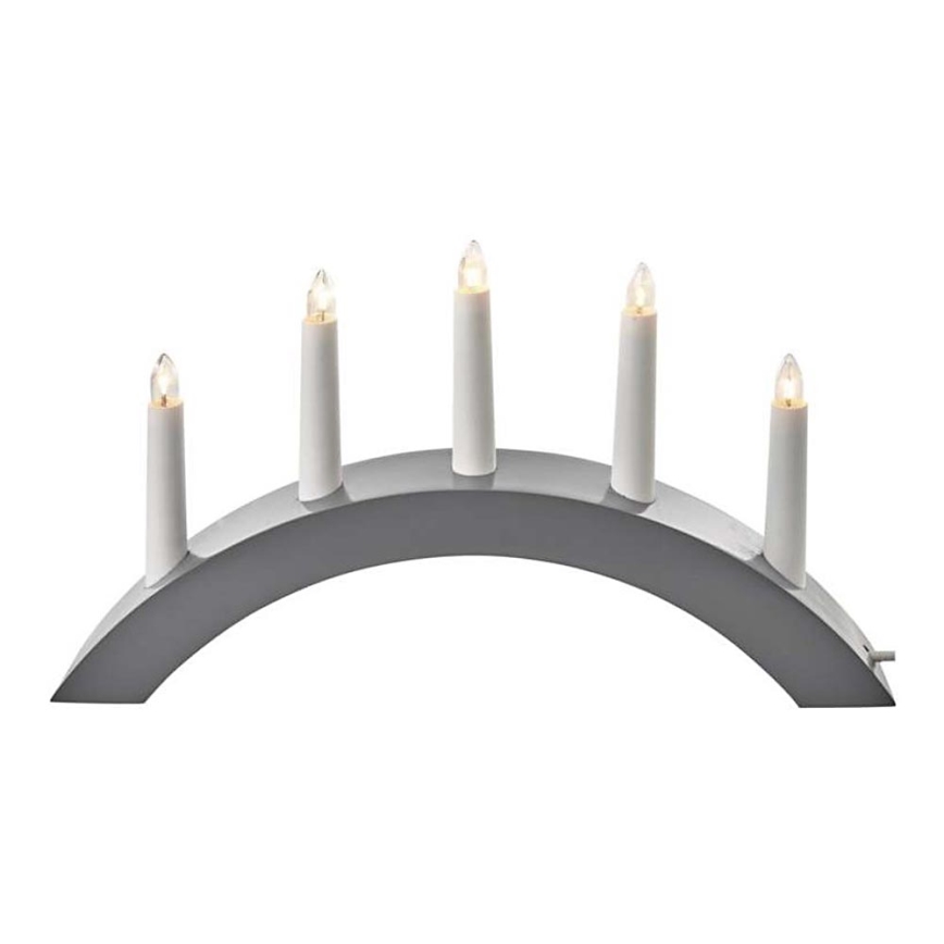 Jul ljusstake  5xE10/15W/230V grå