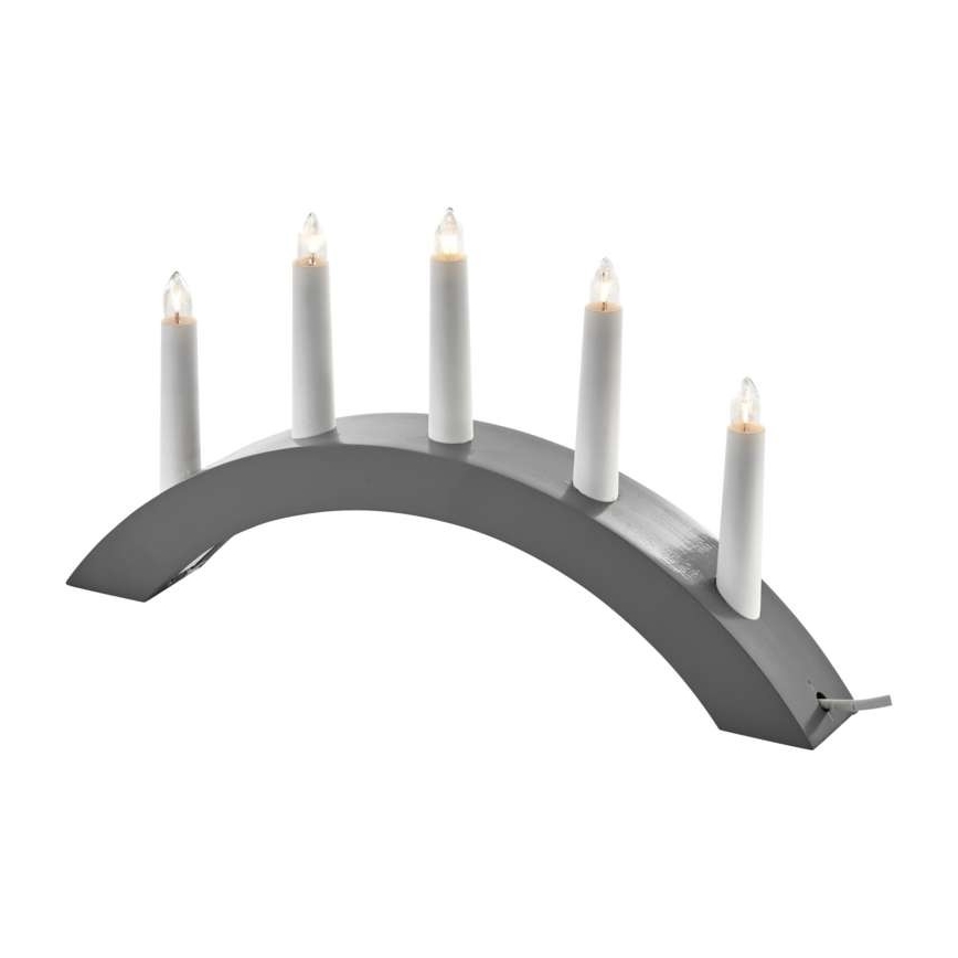 Jul ljusstake  5xE10/15W/230V grå