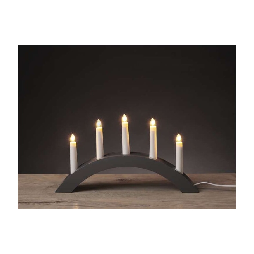 Jul ljusstake  5xE10/15W/230V grå