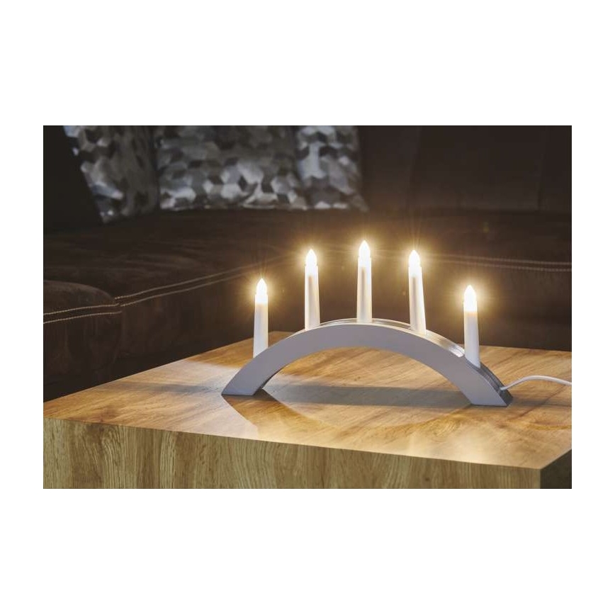 Jul ljusstake  5xE10/15W/230V grå