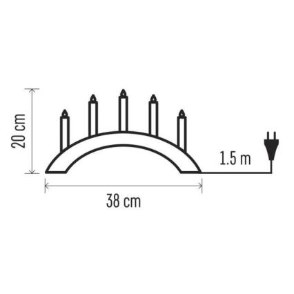 Jul ljusstake  5xE10/15W/230V grå